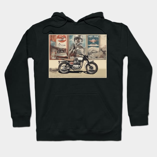 Vintage Scrambler 50s vibe motorcycle Hoodie by Bikerkulture